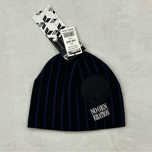 Allyance No Generation Black & Blue Striped Prep School Knit Winter Beanie Hat